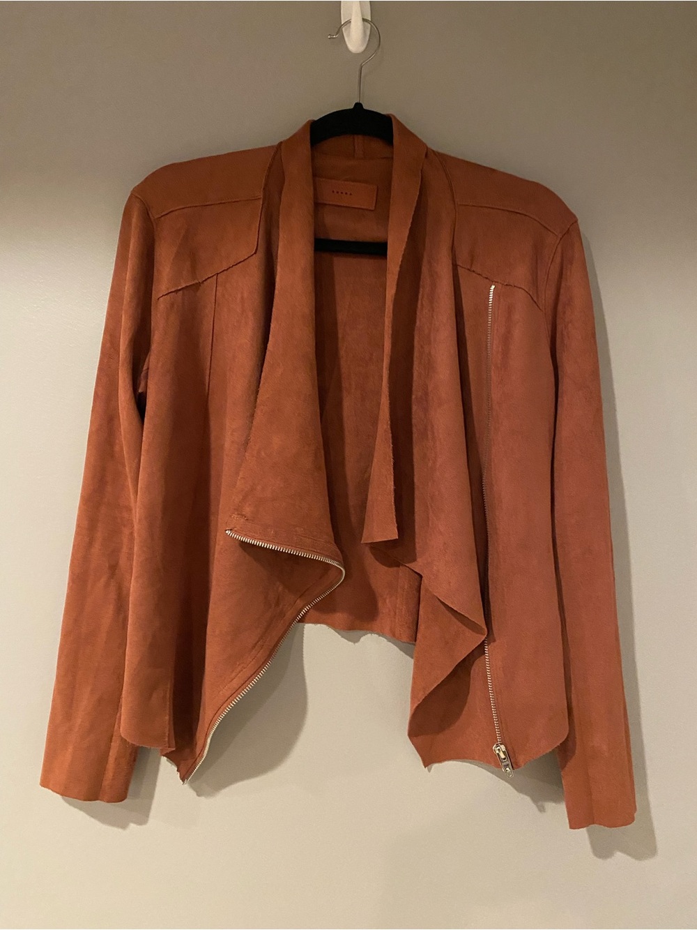 Women's Rust Faux Suede Open-Front Jacket